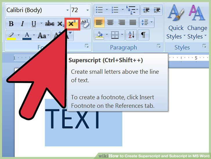keyboard shortcut for subscript and superscript word